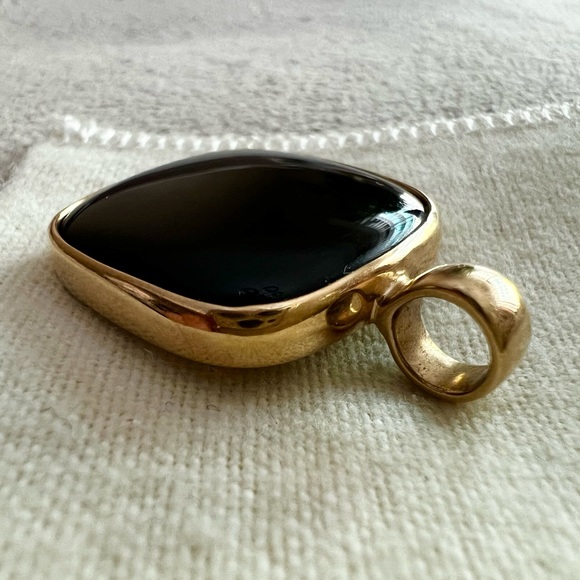 14k gold James Avery onyx black square chiclet-shape, generous think bale LUXURY - Picture 8 of 14